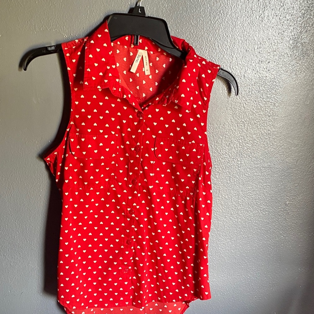 Truth Red Sleeveless Heart Blouse
